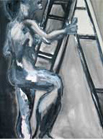 Figure On Ladder -- 18" x 24" -- oil on paper
