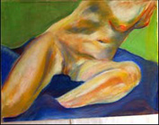Nude on Blue -- 30" x 22" -- pastel on paper