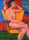 Ellie on Yellow Chair -- 30" x 40" -- oil on canvas
