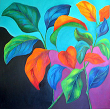 Night Dance, a colorful painting of leaves